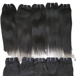 Vente en gros d'extensions de cheveux Remy indiens à double dessin, vendeur de cheveux humains indiens doux de style vague d'eau droite avec os à bas prix - Product Image 1