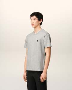 Camiseta de Manga Corta Gris para Hombre, Cuello Redondo, Corte Regular, Informal, de Algodón Jersey Transpirable, con Diseño de Logotipo Frontal - Product Image 4