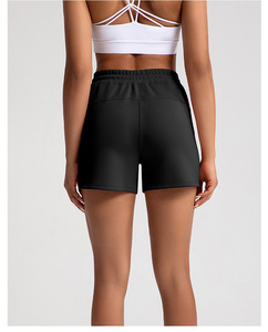 Custom Logo Summer Casual <b>Drawstring</b> Spandex/Polyester Solid Blank Fleece Sports Running Jogger Workout High Sweat Shorts Women - Product Image 6