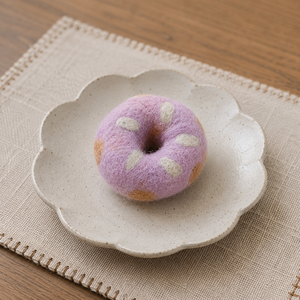 Educational Felt <b>Wool</b> Donut Purple Polka Dot Handcrafted Toy for Children's Interactive Play - Product Image 1