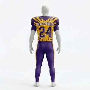 Custom Purple Gold American Football Uniform <b>Padded</b> Jersey <b>Pants</b> Set Team Sports Apparel - Product Image 2