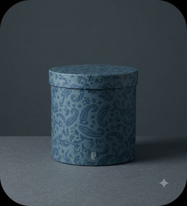 Ensemble de 4 boîtes cadeaux cylindriques rigides en paisley turquoise avec bordure dorée - Product Image 3