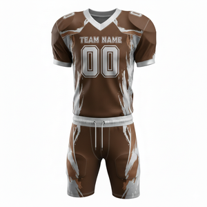 ชุดยูนิฟอร์มอเมริกันฟุตบอลแบบกำหนดเองพร้อมกางเกงขาสั้น ตำแหน่งโลโก้ด้านหน้า ผลิตจากโพลีเอสเตอร์ 100% ป้องกันแบคทีเรีย แห้งเร็ว ใช้ได้ทุกฤดู - Product Image 4