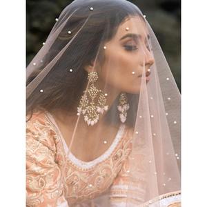 Glamorous Peach Sequins <b>Net</b> Engagement Wear Lehenga Choli With <b>Dupatta</b> - Product Image 2