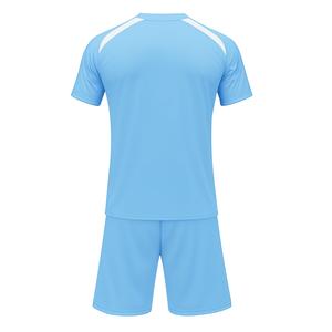 Men Light Blue Crew Neck Short Sleeve Soccer Jersey Set Moisture Wicking Polyester Athletic Wear Summer Regular Fit - Product Image 2