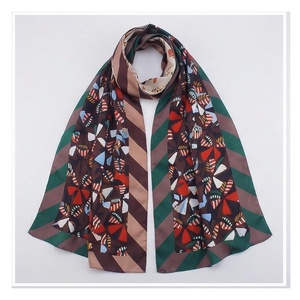 Women's Square Long <b>Silk</b> Scarf Digital Print Geometric Pattern Multi-Functional Elegant Fashion Accessory Polyester All Seasons - Product Image 1
