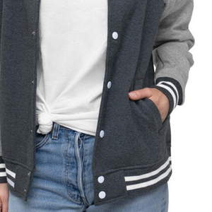 Veste de baseball pour femme de haute qualité avec logo personnalisé, en toile véritable, broderie, manches longues, motif uni - Product Image 6