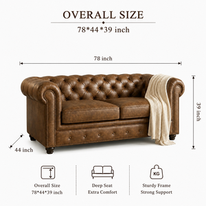 Sofá de Cuero Genuino Tapizado de 2 Plazas con Diseño Moderno, Sofá de Cuero Premium y Muebles de Sala de Estar para el Hogar y Hoteles - Product Image 3