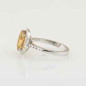 Bague de fiançailles en citrine orange, halo, certifiée, grande citrine, bague de mariage, bijoux fins - Product Image 3