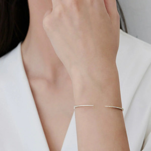 Yellow Gold Open Pave Lab Grown Diamond <b>Bangle</b> <b>Bracelet</b> - Product Image 4