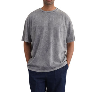 Camiseta de alta calidad para hombre, 100% algodón, lavada con ácido, estilo vintage, manga corta, talla grande. - Product Image 5