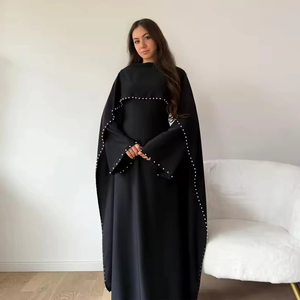 <b>Eid</b> Women Party <b>Dress</b> Abaya Beading Cape <b>Long</b> Sleeve Muslim Jalabiya Ramadan Solid Vestidos Largos Party <b>Dresses</b> Arab <b>Long</b> Robe - Product Image 3