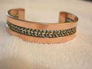 Solid decorative <b>copper</b> braided center <b>bracelet</b> adjustable magnetic healing - Product Image 6