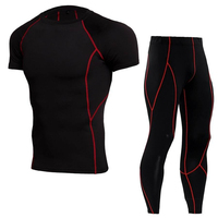 Conjunto de Compresión Deportivo para Hombre, 2 Piezas, Manga Larga, Elástico en 4 Direcciones, Transpirable, para Gimnasio, Venta al Por Mayor, OEM, Personalizado