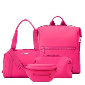 <b>Hot</b> <b>Pink</b> Neoprene <b>Bag</b> Set Travel Duffel Backpack Belt <b>Bag</b> Pouch - Product Image 5