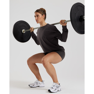 T-shirt pour femme de haute qualité, à manches longues et surdimensionné, 100% coton, doux, respirant, écologique, coupe décontractée, idéal pour la salle de sport et les entraînements - Product Image 4