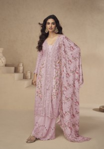 Traje Salwar Kameez Moderno para Mujer, Marca Chinon, Listo para Usar, con Bordado y Lentejuelas, para Fiestas, Bodas, Diwali y Graduaciones - Product Image 3