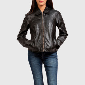 Custom Women's Sheep Skin Genuine <b>Leather</b> Jacket Breathable High Quality Customized Logo Print Wholesale Women's Jackets - Product Image 1