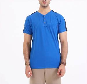 Chemise Henley à manches longues en jersey gaufré 100% coton biologique, décontractée, respirante, pour hommes, grande taille, durable - Product Image 1