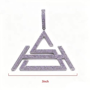 Colgante Geométrico Triangular, Chapado en Plata 925, con Cristales de Estrás, Microincrustaciones, Estilo Hiphop, Unisex - Product Image 1