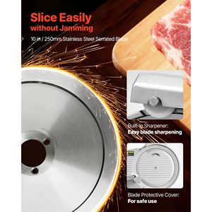 Affettatrice Elettrica Commerciale da 10 Pollici, 320W, Lama in Acciaio SUS420, Spessore Regolabile 0-0,4 Pollici, Affettatrice per Carne - Product Image 3