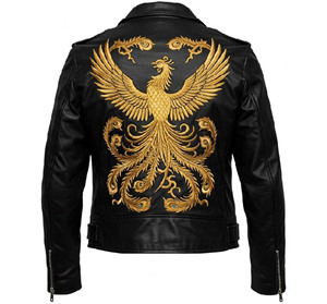 Embroidery Mens Genuine Leather <b>Jackets</b> Zip up Leather <b>Jacket</b> Black Leather Motorcycle <b>Biker</b> <b>Jacket</b> winter Leather <b>Jacket</b> Men - Product Image 2