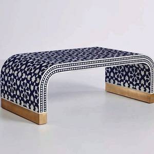 Handmade Blue Bone Inlay Coffee Table - Product Image 3