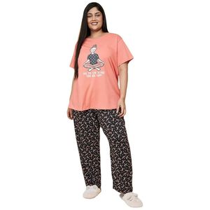 Women’s Lightweight Cotton Printed Sleepwear Set Round Neck Half Sleeve Top & <b>Pyjama</b> Pants - Product Image 1