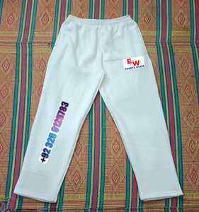 กางเกงวอร์มขายาวสีเบจทรงหลวมสำหรับผู้ชาย กางเกงลำลองเอวสูงมีเชือกผูก ปักลาย ผลิตจากโพลีเอสเตอร์/ผ้าฝ้าย รับผลิตแบบ OEM ODM - Product Image 4