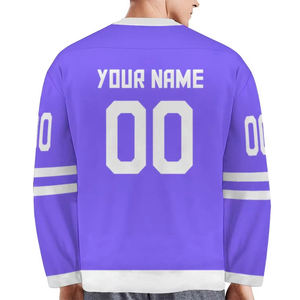 Camiseta de hockey sobre hielo estilo athleisure, diseño moderno y ajustado, nombre y número del equipo sublimados, camiseta de hockey para hombre, estilo streetwear. - Product Image 3