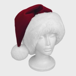 Chapeau de Père Noël en velours bordeaux, bordure en fausse fourrure, accessoire de fête personnalisé - Product Image 5