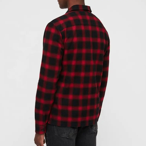 Camisas de Franela Bordadas Personalizadas al por Mayor, Fabricante de Camisas a Cuadros Rojas y Negras, 100% Algodón, Estilo Vintage con Botones para Hombre - Product Image 1