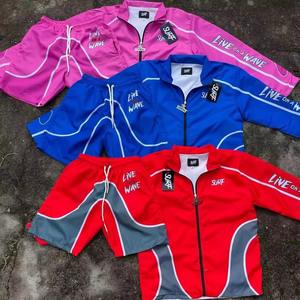 Chaqueta con Capucha y Cremallera con Estampado Personalizado, Conjunto de Dos Piezas de Pantalones Cortos de Nailon Impermeables, Ropa Deportiva, Chaqueta Cortavientos para Hombre - Product Image 1