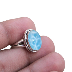 แหวนลาริมาร์ดีไซน์สวยทันสมัย รูปทรงวงรี เงินแท้ 925 ทำมือ สไตล์โบฮีเมียน สำหรับผู้หญิง เหมาะสำหรับงานแต่งงานและวันครบรอบ - Product Image 5