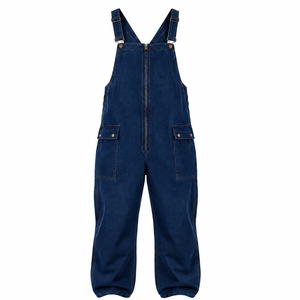 Salopette de travail respirante pour hommes, multi-poches, en sergé noir durable, bretelles réglables, fermeture éclair frontale, vente en gros - Product Image 1