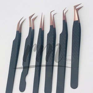 แหนบต่อขนตาปลายสีโรสโกลด์พร้อมด้ามจับสีดำ แหนบสีดำ ด้ามจับแบบเพชร รับทำโลโก้ตามสั่ง - Product Image 5