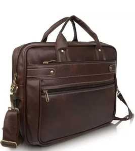Maletín de Cuero Genuino para Hombre, Bolso Mensajero Clásico de Negocios, Cierre de Cremallera Resistente, Bolso Suave Marrón - Product Image 1