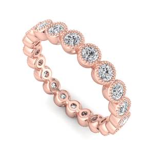 Bague de mariage empilable de luxe en or rose, sertie de diamants ronds taille brillant, style <span class=keywords><strong>vintage</strong></span> avec sertissage milgrain, pour femme - Product Image 1