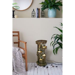 11X13.4X31.5 Rustieke Decoratieve 5-laags Binnen/Buiten Waterfontein Met Licht En Pomp Voor Huis Of Tuin-Boomstamstijl - Product Image 6