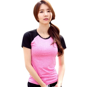 Custom Breathable Fitness T-Shirt Printing Cotton Plain Round Neck T Shirt Women blue Short Sleeves Slim Fit Gym <b>Tops</b> - Product Image 1