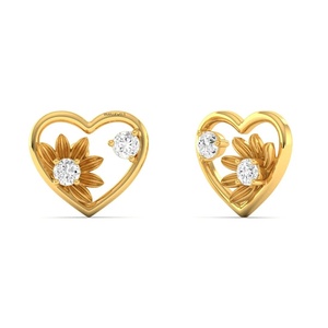 <b>Heart</b> Shape Vintage Diamond Stud <b>Earrings</b> Yellow Gold Rhodium Plated Brilliant Cut Women's Wedding Party Everyday Wear 10K 14K - Product Image 2