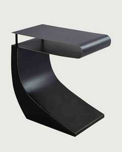 Aura Modern Contemporary Aluminum Side <b>Table</b> with Rectangular Top and Curved Base Durable & Eco-Friendly for Home Office Use - Product Image 6