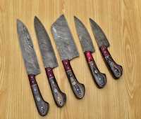 Ensemble de couteaux de chef THEWIZ CRAFTS de qualité supérieure en acier à haute teneur en carbone, 5 pièces, fabriqués à la main, manches ambidextres en os, finition polie