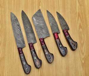 Ensemble de couteaux de chef THEWIZ CRAFTS de qualité supérieure en acier à haute teneur en carbone, 5 pièces, fabriqués à la main, manches ambidextres en os, finition polie - Product Image 2