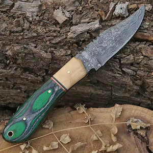 Venta Directa de Fábrica Cuchillo de Caza de Acero de Damasco Hecho a Mano con Mango de Madera de Palisandro de Alta Calidad OEM/ODM Personalizable Punta Recta - Product Image 3