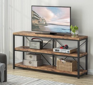Mesa Consola Moderna de Madera con Estructura Metálica, Diseño Industrial, Mueble de Almacenamiento para Sala de Estar - Product Image 1