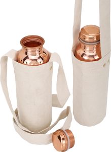 Authentic Ayurvedic Copper Water <b>Bottle</b> Pack of 2 for <b>Drinking</b> Water Large 34OZ Copper Vessel 2 Canvas <b>Bottle</b> Carrying Bags - Product Image 5