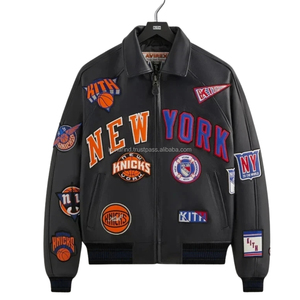 Chaqueta Bomber de Cuero Hecha a Mano Madison Square Garden New York Knicks, Estilo Vintage, Ropa Urbana, Prenda Exterior, Modelo de Celebridad, 1 MOQ - Product Image 4