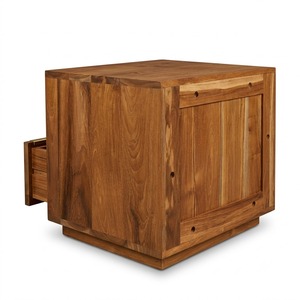 Custom Midcentury Modern Fluted Solid TPK <b>Teak</b> Wood Nightstand with 2 Drawers Anti-Warp Handmade Eco Friendly Bedroom Furniture - Product Image 2