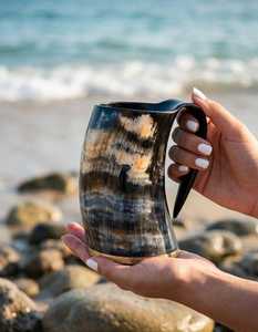 Classic Quality Love Viking Horn Mug Natural Horn Handmade Durable Customized Logo Shape Business Gift for Home Hotel Restaurant - Product Image 4